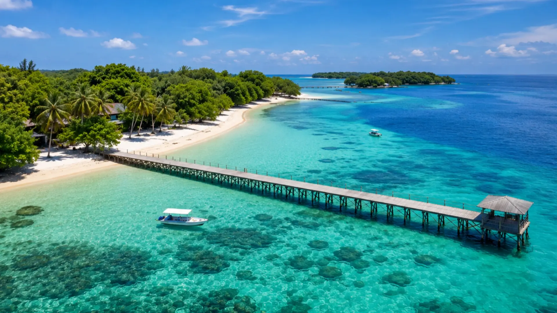 Panorama wisata Kepulauan Seribu dengan pantai pasir putih dan laut biru jernih