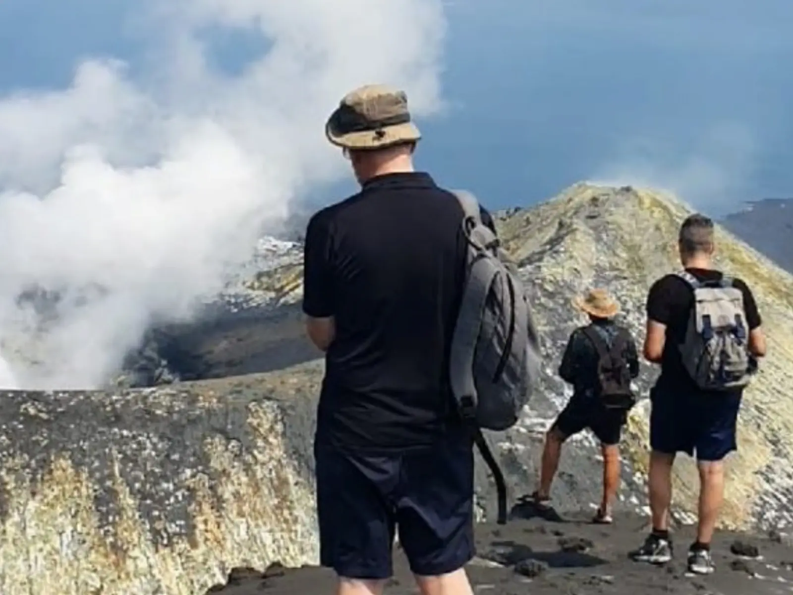 Private trip participants viewing Mount Anak Krakatau crater